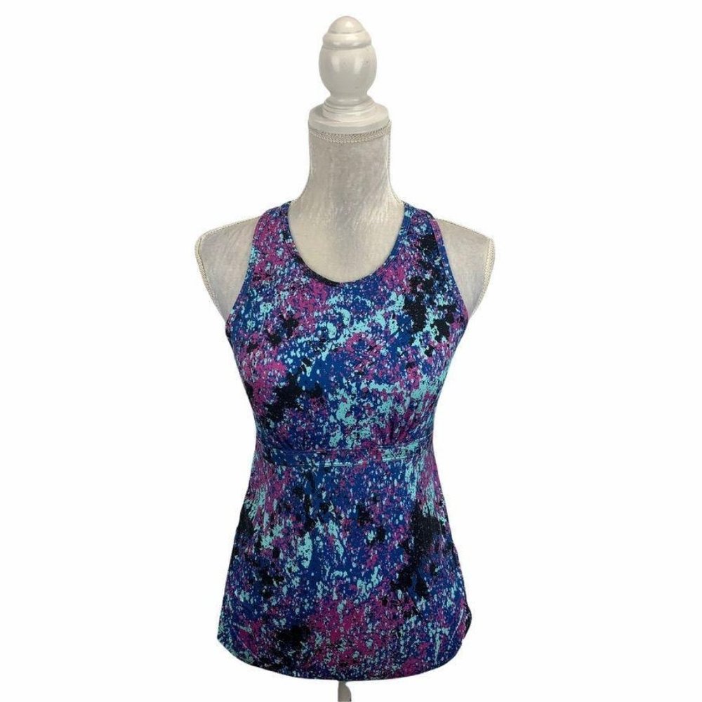 Skirt Sports Tankini Top Spatter Print Convertible